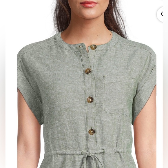 Time and Tru Gray Linen Button-Front Dress | Women’s Medium - Picture 4 of 13